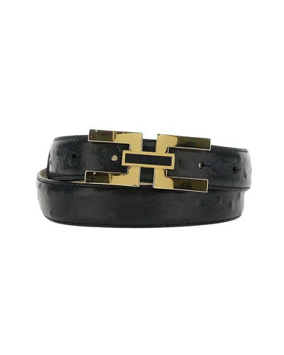 Elisabetta Franchi Chic Cowhide Belt For Women In Nero