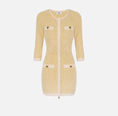 Elisabetta Franchi Chic Knit Dress In Burro