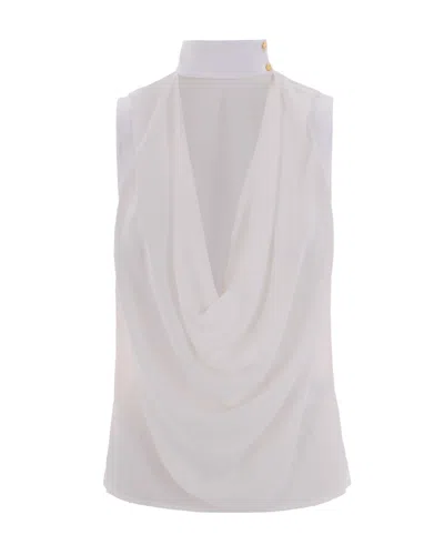 Elisabetta Franchi Chic Long Sleeve Mini Shirt In White