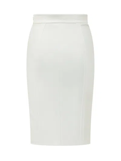 Elisabetta Franchi Chic Midi Tube Skirt In Avorio