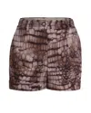 Elisabetta Franchi Brown Pants With Belt Loops And All-over Print In Viscose Stretch Woman In Brown