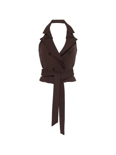 Elisabetta Franchi Chic Mini Vest For Ss26 In Brown