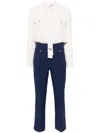 Elisabetta Franchi Detachable Crepe Jumpsuit In Blue