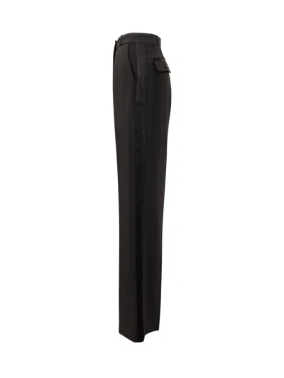 Elisabetta Franchi Chic Paint-themed Trousers With Belt In Nero