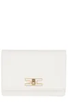 Elisabetta Franchi Cream-colored Bag With A Gold Chain Shoulder Strap In Neutrals