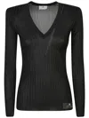 Elisabetta Franchi Black Ribbed Top In Black