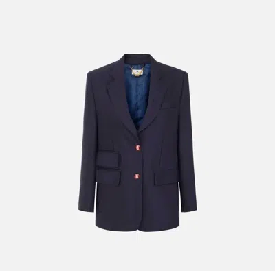 Elisabetta Franchi Chic Women's Jacket - Perfect In Blu Notte/red Passio