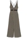 Elisabetta Franchi Black Diamond Print Georgette Jumpsuit In Multicolor