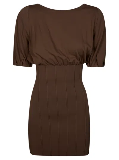 Elisabetta Franchi Chic Women's Mini Sweater Suit In Brown