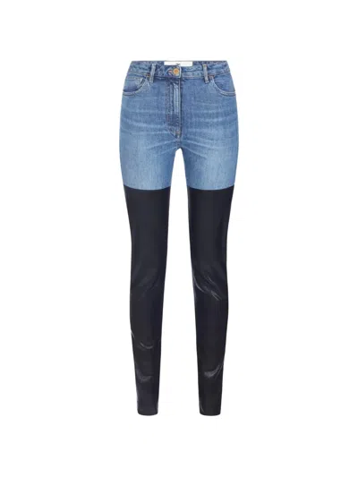 Elisabetta Franchi Cigarette Jeans With Double Texture In Blue