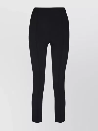Elisabetta Franchi Cigarette Trousers With Elastic Waistband And Seam Detailing In Black