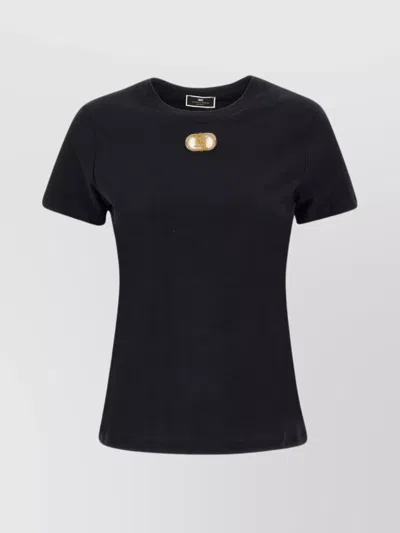 Elisabetta Franchi "city" Cotton Crew Neck T-shirt In Black