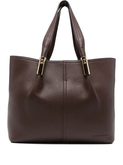 Elisabetta Franchi Clasp-detail Tote Bag In Brown