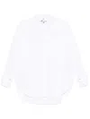 Elisabetta Franchi Embroidered Poplin Shirt Curved Hem In White