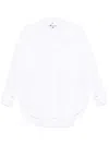 Elisabetta Franchi Embroidered Poplin Shirt Curved Hem In White