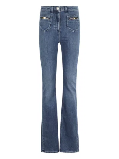 Elisabetta Franchi Classic Flared Jeans With Fitted Waist In Blue