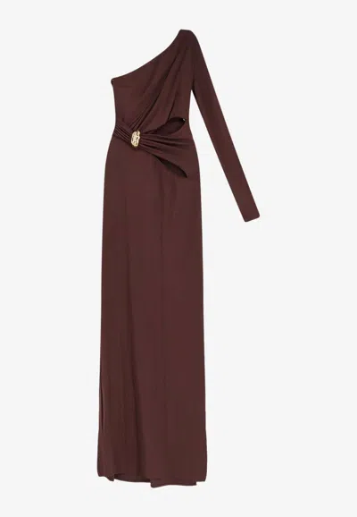 Elisabetta Franchi Vestito Lungo Red Carpet In Viscosa Stretch In Brown