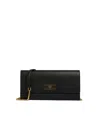 Elisabetta Franchi Pochette Con Tracolla In Metallo Dorato Nera In Black