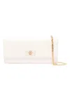 Elisabetta Franchi White Clutch With Detachable Chain Strap In White