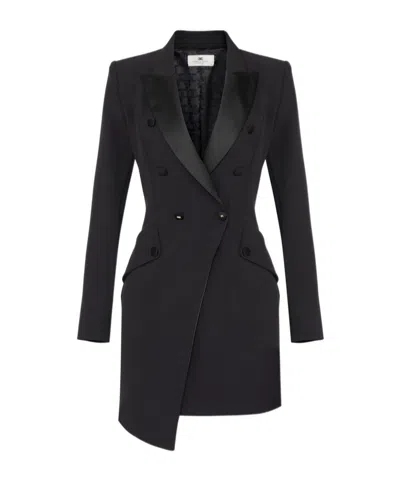 ELISABETTA FRANCHI SATIN-LAPEL DOUBLE-BREASTED MINI DRESS