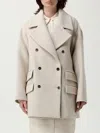Elisabetta Franchi Coat  Woman Color Beige In Gray