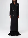 Elisabetta Franchi Long Double-breasted Coat With Gold Buttons In Black