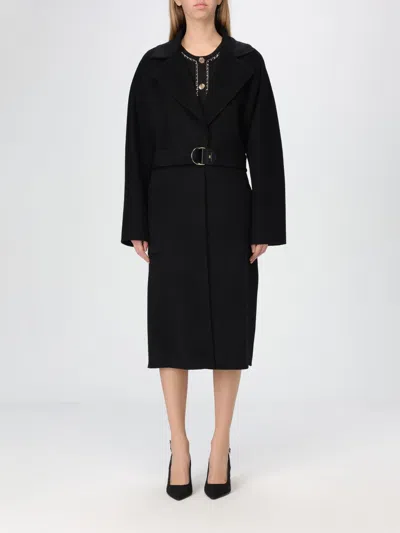 Elisabetta Franchi Long-sleeved Coat In Black