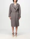 Elisabetta Franchi Double Breasted Coat In Stahl
