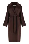 Elisabetta Franchi Coat Made Of Wool Blend Fabric In Brown