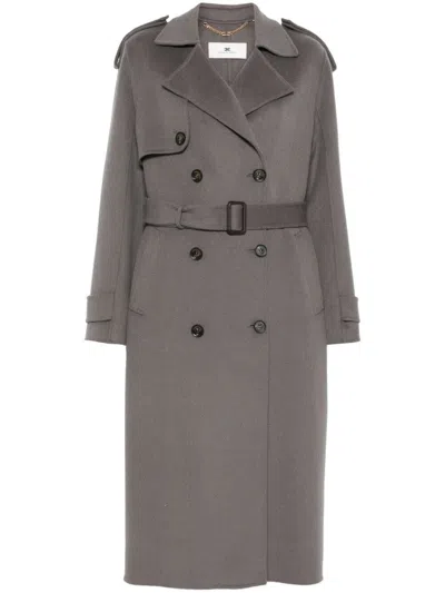 Elisabetta Franchi Coat With Belt In Metallic