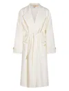 Elisabetta Franchi Long White Milk Wool Coat With Belt In White