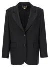 Elisabetta Franchi Double-breasted Wool Blazer Blazer And Suits Black In Black