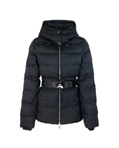 Elisabetta Franchi Short Down Jacket In Jacquard Nylon In Black
