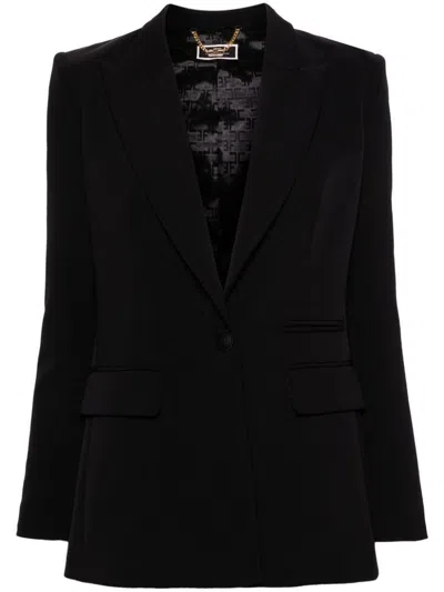Elisabetta Franchi Single-breasted Crepe Blazer In Black