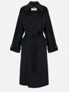 Elisabetta Franchi Black Coat With Notched Revers And Front Belt Closure In Wool Woman In Black