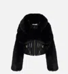 Elisabetta Franchi Cropped Black Jacket With Faux Fur Detailing In Black