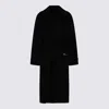 Elisabetta Franchi Black Coat With Notched Revers And Front Belt Closure In Wool Woman In Black