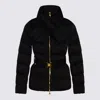 Elisabetta Franchi Jacquard Sail Fabric Down Jacket With Belt Clothing In Black