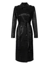 Elisabetta Franchi Crocodile Pattern Long Sleeve Trench Jacket In Black