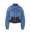 Elisabetta Franchi Jacket With Chest Pockets And Contrast Waistband In Blue