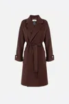 Elisabetta Franchi Belted Coat In Brown