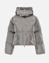 Elisabetta Franchi Silver Metallic Cropped Down Jacket In Grey