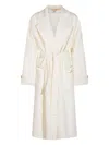 Elisabetta Franchi Long White Milk Wool Coat With Belt In Multi