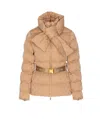 Elisabetta Franchi Quilted Down Jacket Removable Hood In Neutral