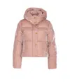 Elisabetta Franchi Hooded Padded Long Sleeve Jacket In Animal Print