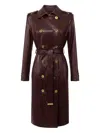 Elisabetta Franchi Double-breasted Coat With Epaulettes And Pockets In Purple