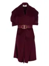 Elisabetta Franchi Double Wool Cloth Cape In Red
