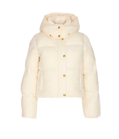 Elisabetta Franchi Hooded Padded Long Sleeve Down Jacket In Neutral