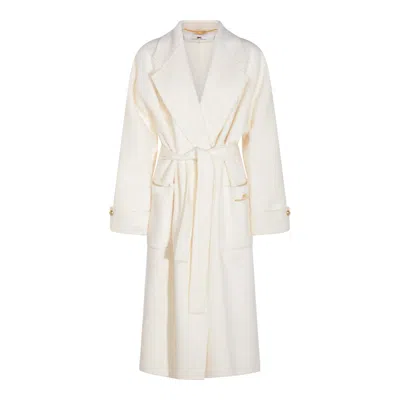 Elisabetta Franchi Belted Pocket Coat In Neutral