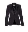 Elisabetta Franchi Tailored Blazer With Satin Lapel In Black